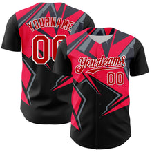 Load image into Gallery viewer, Custom Black Red White-Gray 3D Pattern Design Car Racing Formula Auto Motorsport Authentic Baseball Jersey