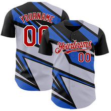 Laden Sie das Bild in den Galerie-Viewer, Custom Gray Red White-Blue 3D Pattern Design Car Racing Formula Auto Motorsport Authentic Baseball Jersey