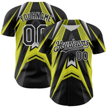 Загрузить изображение в средство просмотра галереи, Custom Black White Green-Gray 3D Pattern Design Car Racing Formula Auto Motorsport Authentic Baseball Jersey