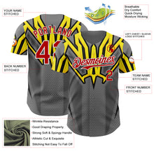 Load image into Gallery viewer, Custom Steel Gray Red White Yellow-Black 3D Pattern Design Car Racing Formula Auto Motorsport Authentic Baseball Jersey