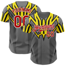 Load image into Gallery viewer, Custom Steel Gray Red White Yellow-Black 3D Pattern Design Car Racing Formula Auto Motorsport Authentic Baseball Jersey