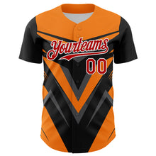 Load image into Gallery viewer, Custom Black Red White Bay Orange-Gray 3D Pattern Design Car Racing Formula Auto Motorsport Authentic Baseball Jersey