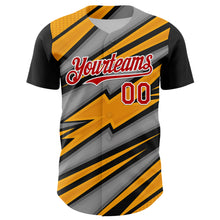 Load image into Gallery viewer, Custom Black Red White Yellow-Gray 3D Pattern Design Car Racing Formula Auto Motorsport Authentic Baseball Jersey