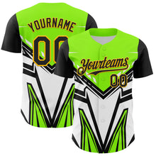 Load image into Gallery viewer, Custom Black Gold Green-White 3D Pattern Design Car Racing Formula Auto Motorsport Authentic Baseball Jersey