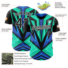 Load image into Gallery viewer, Custom Black White Aqua-Purple 3D Pattern Design Car Racing Formula Auto Motorsport Authentic Baseball Jersey