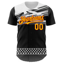 Load image into Gallery viewer, Custom Black Yellow Red White-Gray 3D Pattern Design Car Racing Formula Auto Motorsport Authentic Baseball Jersey