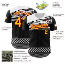 Load image into Gallery viewer, Custom Black Yellow Red White-Gray 3D Pattern Design Car Racing Formula Auto Motorsport Authentic Baseball Jersey