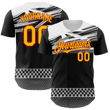 Load image into Gallery viewer, Custom Black Yellow Red White-Gray 3D Pattern Design Car Racing Formula Auto Motorsport Authentic Baseball Jersey