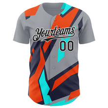 Load image into Gallery viewer, Custom Gray Black White Orange-Aqua 3D Pattern Design Car Racing Formula Auto Motorsport Authentic Baseball Jersey