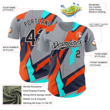 Load image into Gallery viewer, Custom Gray Black White Orange-Aqua 3D Pattern Design Car Racing Formula Auto Motorsport Authentic Baseball Jersey
