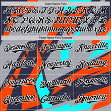 Load image into Gallery viewer, Custom Gray Black White Orange-Aqua 3D Pattern Design Car Racing Formula Auto Motorsport Authentic Baseball Jersey