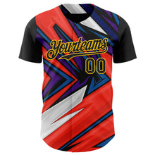 Load image into Gallery viewer, Custom Black Gold Orange Blue-White 3D Pattern Design Car Racing Formula Auto Motorsport Authentic Baseball Jersey