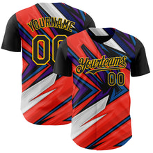 Load image into Gallery viewer, Custom Black Gold Orange Blue-White 3D Pattern Design Car Racing Formula Auto Motorsport Authentic Baseball Jersey