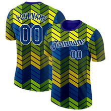 Load image into Gallery viewer, Custom Blue US Navy Blue Yellow Green-White Brazil Zigzag Geometric Shape Performance T-Shirt