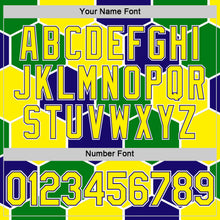 Load image into Gallery viewer, Custom Dark Purple Light Yellow Green-White Brazil Hexagons Geometric Shape Performance T-Shirt
