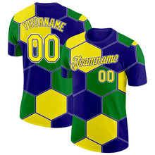 Load image into Gallery viewer, Custom Dark Purple Light Yellow Green-White Brazil Hexagons Geometric Shape Performance T-Shirt