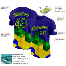 Load image into Gallery viewer, Custom Dark Purple Green-Light Yellow Brazil Triangle Geometric Shape Performance T-Shirt