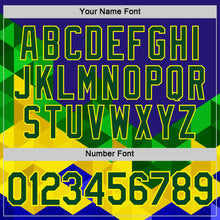 Load image into Gallery viewer, Custom Dark Purple Green-Light Yellow Brazil Triangle Geometric Shape Performance T-Shirt
