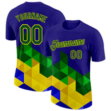 Load image into Gallery viewer, Custom Dark Purple Green-Light Yellow Brazil Triangle Geometric Shape Performance T-Shirt