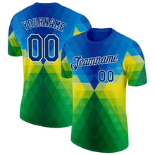 Загрузить изображение в средство просмотра галереи, Custom Blue US Navy Blue Green Yellow-White Brazil Gradient Geometric Shape Performance T-Shirt