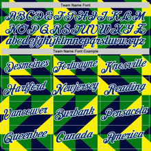 Charger l'image dans la galerie, Custom Navy US Navy Blue Green Yellow-White Brazil Geometric Shape Performance T-Shirt