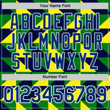 Charger l'image dans la galerie, Custom Navy US Navy Blue Green Yellow-White Brazil Geometric Shape Performance T-Shirt