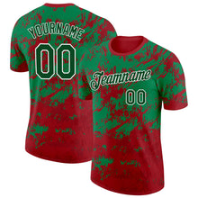 Load image into Gallery viewer, Custom Red Green-White Morocco Splatter Performance T-Shirt