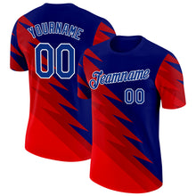 Load image into Gallery viewer, Custom Red Royal-White Haiti Zigzag Geometric Shape Performance T-Shirt