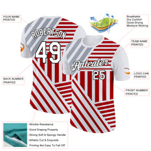 Charger l'image dans la galerie, Custom White Red Gray-Black England Stripe Performance T-Shirt