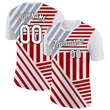 Charger l'image dans la galerie, Custom White Red Gray-Black England Stripe Performance T-Shirt