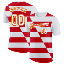 Charger l'image dans la galerie, Custom White Red-Gold England Stripe Performance T-Shirt