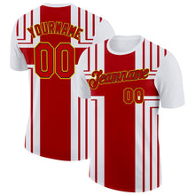 Charger l'image dans la galerie, Custom White Red Black-Gold England Cross Stripe Performance T-Shirt