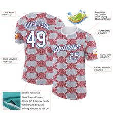 Charger l'image dans la galerie, Custom Gray White Red-Royal England Checkerboard Damask Performance T-Shirt