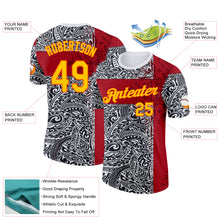Laden Sie das Bild in den Galerie-Viewer, Custom Black Gold Red Orange-White England Polynesian Tribal Performance T-Shirt