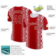 Load image into Gallery viewer, Custom Red Black-White England Zigzag Geometric Shape Performance T-Shirt