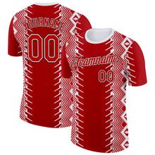 Load image into Gallery viewer, Custom Red Black-White England Zigzag Geometric Shape Performance T-Shirt