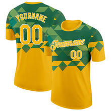 Charger l'image dans la galerie, Custom Gold Green-White Brazil Geometric Shape Performance T-Shirt