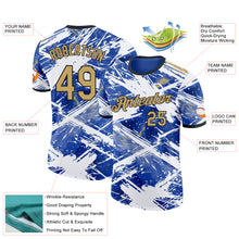 Charger l'image dans la galerie, Custom Blue Vegas Gold Black-White Argentina Splash Performance T-Shirt