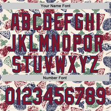 Load image into Gallery viewer, Custom Cream Crimson-Navy 3D Pattern Design Foodie Italian Food Doodles Authentic Baseball Jersey