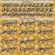 Charger l'image dans la galerie, Custom Yellow Black-White 3D Pattern Design Foodie Fast Food Doodles Authentic Baseball Jersey