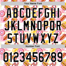 Load image into Gallery viewer, Custom White Black 3D Pattern Design Foodie Fast Food Hot Dog Doughnuts Authentic Baseball Jersey