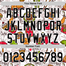 Load image into Gallery viewer, Custom White Black 3D Pattern Design Foodie Fast Food Doodles Authentic Baseball Jersey