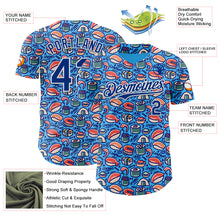 Load image into Gallery viewer, Custom Sky Blue Royal-White 3D Pattern Design Foodie Sushi Doodle Authentic Baseball Jersey