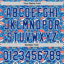 Load image into Gallery viewer, Custom Sky Blue Royal-White 3D Pattern Design Foodie Sushi Doodle Authentic Baseball Jersey