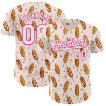 Charger l'image dans la galerie, Custom Light Pink White-Pink 3D Pattern Design Foodie Asian Corndog Authentic Baseball Jersey