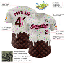 Load image into Gallery viewer, Custom White Brown-Pink 3D Pattern Design Foodie Dripping Ice Cream Authentic Baseball Jersey