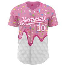 Load image into Gallery viewer, Custom Pink White 3D Pattern Design Foodie Dripping Ice Cream Authentic Baseball Jersey