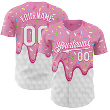 Load image into Gallery viewer, Custom Pink White 3D Pattern Design Foodie Dripping Ice Cream Authentic Baseball Jersey