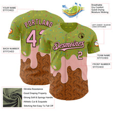 Load image into Gallery viewer, Custom Green Light Pink-Brown 3D Pattern Design Foodie Dripping Ice Cream Authentic Baseball Jersey