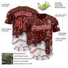Load image into Gallery viewer, Custom Brown Red-White 3D Pattern Design Foodie Dripping Ice Cream Authentic Baseball Jersey